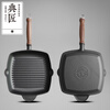 Dianjiang thickened cast iron steak pot wooden handle cast iron striped frying pan uncoated gas stove induction cooker universal 26cm