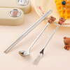 Whale Xi portable tableware set three-piece high-value 316 stainless steel chopsticks spoon fork student tableware storage box Hehe Xiong tableware chopsticks spoon fork + storage box