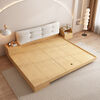 Secret floating bed tatami wabi-sabi style simple 1 meter 8 double soft package storage bed tatami bed floor-standing Japanese style walnut color bed + bedside + 1 bedside table + mattress 1500mm*2000mm frame structure
