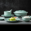 Su's Ceramics New Year's Gift Celadon Set Tableware Blooming Wealth 25-Head Ceramic Plate Bowl Gift Box G90373-1