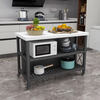 Center island kitchen dining table integrated small apartment storage operation cooking table sideboard marble movable island table length 80*width 60*height 85cm with pulleys