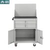 Huizhen mobile tool cabinet workshop with locking iron cabinet wheeled tool cart trolley hardware parts cabinet two drawers with hanging plate gray HM519