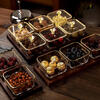 CRISTALGLASS new home living room fruit plate, coffee table, dried fruit plate, snack plate, storage box, snacks, dried fruits, nuts, candies, snack compartments, 6-grid tray + 6 gold-rimmed fruit plates with lids