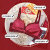 Langsha suit bra red underwear for women's birth year seamless new small breast medium thick cup push up to look bigger without wire bra burgundy suit 75A B=34AB