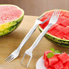 Jingju Stainless Steel Watermelon Slicer Fruit Divider Knife and Fork Integrated Slicing Tool Watermelon Fruit Divider Watermelon Dicer 1 Pack 25*4.5cm