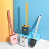 Shimeijie bathroom toilet brush set soft bristle toilet brush with base toilet brush long handle cleaning brush silicone style - white with base (can be hung or standing)