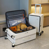 Luqi side-opening suitcase, boarding suitcase, suitable for boarding the plane, thickened, high-looking women's trolley suitcase, password leather suitcase, titanium gray, integrated aluminum frame - can seat 24 inches, travel, school, business trip