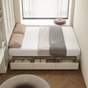 Sumantha cream style bedless scalp bed modern simple light luxury minimalist floor-standing bedroom drawer storage bed edge-to-edge leather art bed drawer frame bed (25cm high) 1.5*2 meters without mattress
