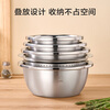 Made in Tokyo, 304 stainless steel basin and sieve five-piece set, vegetable basin, seasoning and basin, marinated meat basin, rice sieve, vegetable washing and draining basket