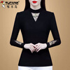 Woodpecker black long-sleeved shirt versatile 2025 beautiful outer wear half turtleneck mesh bottoming shirt warm autumn and winter plus velvet thickening black style regular XL recommended 110-120 pounds