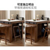 Genji Muyu solid wood island light luxury black walnut sideboard multi-functional slate tea table storage cabinet cabinet package 1.4m dining table + island + electric rail Yiyu Smart Island