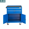 Huizhen Mobile Tool Cabinet Workshop Lockable Iron Cabinet Wheeled Tool Cart Trolley Hardware Parts Cabinet Two Drawers Blue HM516