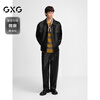 GXG men's simple topstitch design pu leather jacket for men black 175/L