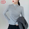 Langsha striped bottoming shirt for women winter 2025 new double-sided brushed half-high collar slim slim long-sleeved inner top