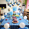 Monkey Dafu disposable tablecloth plastic PEVA printed birthday party Christmas tablecloth thickened plastic rectangular blue plaid 137*274cm 1 piece