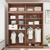 Pingzi set tatami wardrobe integrated bed bedroom furniture storage bookcase wardrobe bed box ENF grade paint-free board customization embossed walnut color 1.5m tatami + bookshelf cabinet + wardrobe