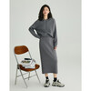 Demana Letters from afar Spring, Autumn and Winter gray suit hooded sweater hidden flesh skirt knitted women's two-piece set