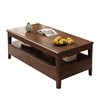 Siguyuan solid wood coffee table living room household size simple modern European tea cabinet slate double layer tea table with drawers new four-drawn wood color 120x60x45cm self-installation