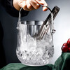 Flevinz thickened glass ice bucket European style engraved personalized handle ice bucket bar home foreign wine beverage transparent ice bucket handle glass ice bucket 1L