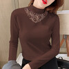 Pure letter bottoming shirt for women 2025 autumn and winter new style warm and fashionable half-high collar versatile lace fashionable and elegant inner top for women 1 double-sided German velvet-brown M recommended 80-100 pounds