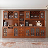 Youlinmen walnut solid wood sideboard storage wine cabinet with drawer glass door storage cabinet restaurant multi-functional cabinet three-door sideboard