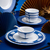 Jingdezhen ceramic glaze medium color blue and white Longzhu Pavilion household Chinese rice bowls and dishes high-end tableware set holiday gift box gift box Splendid blue and white medium tableware 25 pieces