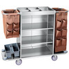 Hotel Yangyuan guest room linen cart stainless steel cleaning cart cleaning cart work cart bilateral room entrance cart stainless steel cart long and short multi-mouth bag trash can