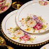 Cichuanna Jingdezhen dish set household Chinese light luxury gold-rimmed bone china tableware complete set of bowls and dishes wedding and housewarming gift with flowers in bloom for 10 people, leather box, 60 pieces