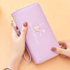 Wallet Women's Long Style 2022 New Fashion Wrist Clutch Cartoon Butterfly Double Zipper Large Capacity Mobile Phone Bag Purple