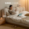 Genji Wood Language Solid Wood Bed Cream Style Down Soft Back Nordic Double Bed Bedroom Furniture Technology Cloth Bed