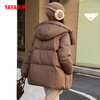 YAYA down jacket women's winter hooded stand collar hand-length loose comfortable slim thick duck down winter jacket