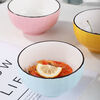Kusenrong family bowls are divided into special-purpose bowls for one person and one color for family use. Light luxury household bowls, solid color ceramics, 5 pieces, colorful bowls yellow + blue + green + orange + pink