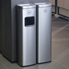 Hotel lobby stainless steel vertical elevator entrance trash can with ashtray corridor aisle smoking smoke extinguishing column commercial short model - sand silver steel (smoke extinguishing only)