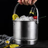 ANSLCEN Ice Cube KTV Stainless Steel Ice Bucket Bar Wine Bucket Nightclub Ice Bucket Portable Single-layer Bucket Champagne Bucket Ice Bucket + Ice Clamp