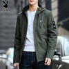 Playboy (PLAYBOY) coat men's jacket men's autumn and winter men's casual workwear hooded trendy tops black-XL