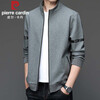 Pierre Cardin Jacket Men's Spring and Autumn Jacket Stand Collar Casual Sports Young and Middle-aged Business Versatile Cardigan Top Gray 2XL