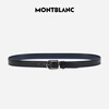 Montblanc MONTBLANC horseshoe-shaped shiny palladium-plated pin buckle black and blue double-sided belt 3cm 128756 New Year gift