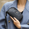 Jules bag for women, crocodile pattern first-layer cowhide clutch bag, long mobile phone bag for women, luxury brand New Year gift, mousse black, light luxury and high-end clutch bag