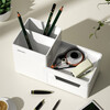 Deli Home Stationery Storage Box Small Object Desktop Storage Pen Holder Cosmetics Desktop Storage Box Light White 8907