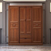 Nanzhu walnut solid wood wardrobe modern Chinese style sliding door four-door multi-functional large wardrobe wardrobe 829#