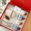 WOOCH Victoria 1 Pot 4 Cups and Saucers Gift Box Light Luxury Afternoon Tea Set New Home Gift Wedding Gift Victoria 1 Pot 4 Cups and Saucers - Brilliant Blue + Red Gift Box