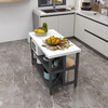 Center island kitchen dining table integrated small apartment storage operation cooking table sideboard marble movable island table length 80*width 60*height 85cm with pulleys