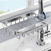 Le Yingfan faucet drain rack 304 stainless steel faucet storage rack kitchen supplies sink sink storage dishwashing sea stainless steel double-layer storage + hook + rag rod.