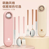 COOKSS children's chopsticks and spoon set portable box tableware primary school students special storage box three-piece set with pink
