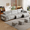 Yang Zhaiji electric sofa bed with zero wall function sofa living room Italian minimalist first layer cowhide Lawrence sofa new 3.70 four-seater + flip coffee table luxury version 2.8mm thickened first layer cowhide