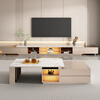 Mushun light luxury coffee table TV cabinet modern simple home living room storage cabinet small apartment retractable TV cabinet combination retractable TV cabinet 1.8-2.6 meters light luxury gray