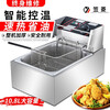 Liling Electric Fryer Commercial Electric Fryer Stainless Steel Thickened Single and Double Cylinder Fryer Household Large Capacity French Fries Machine Fritters Chicken Steak Fried Skewers Smokeless Snack Equipment Frying Machine Horizontal Bar Single Screen 10.8L Timing Model