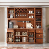 Youlinmen walnut solid wood sideboard storage wine cabinet with drawer glass door storage cabinet restaurant multi-functional cabinet three-door sideboard