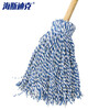 Hasdick gnjz-1026 old-fashioned wooden handle mop, thick and long wooden handle cotton mop, round head absorbent mop, blue and white line mop 1