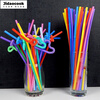 Jidaocook disposable straws, individually packaged, colorful, artistic straws, elbow juice drink slender straws, colored, individually packaged, 200 pieces